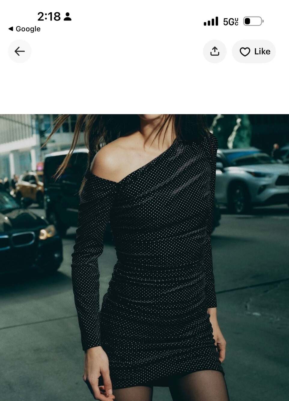 ZARA Asymmetric One-Shoulder Velvet Mini Dress with Stud Details